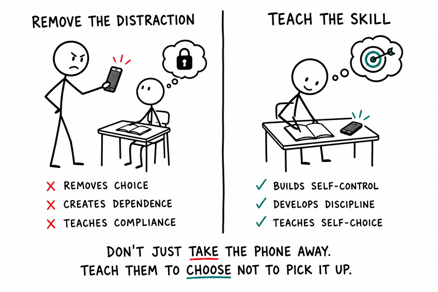 
                                Taking the Phone Away Doesn't Teach Discipline. It Removes the Need for Discipline.                            