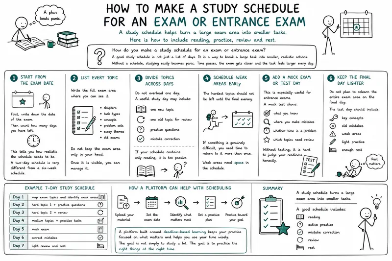 
                                How to Make a Study Schedule for an Exam or Entrance Exam                            